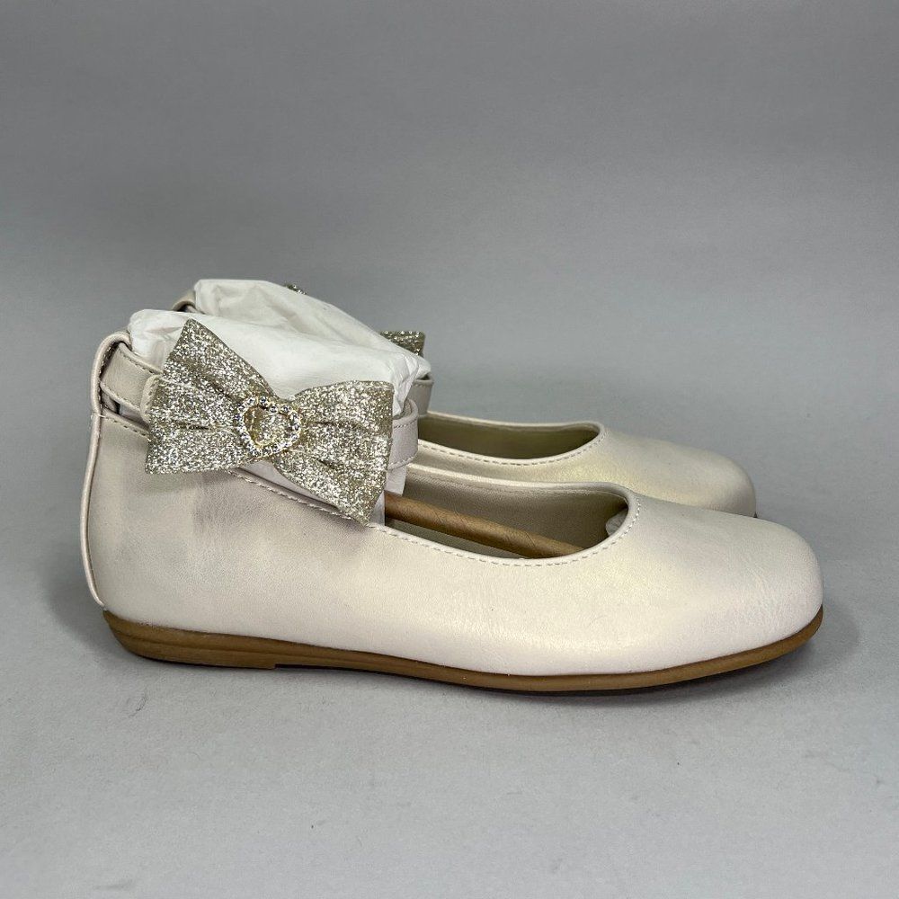 Rachel Shoes Little Girl's Size 13 Pearl Ballet Dance Sparkly Bow‎ Slip On Flats